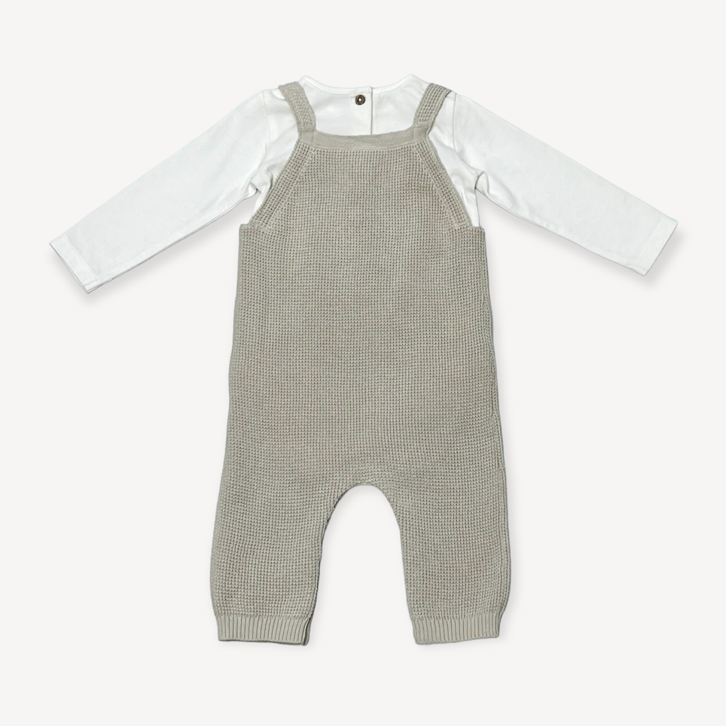 Lion Applique Organic Cotton Baby Overall Knit Set