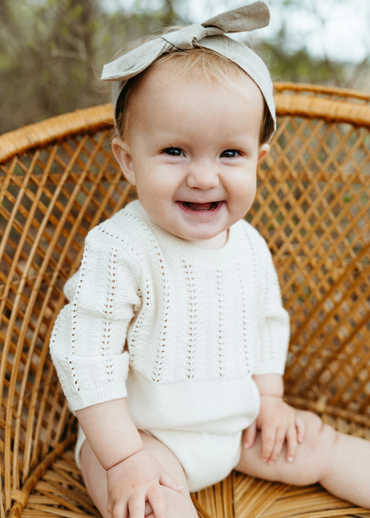 Pointelle Knit Organic Cotton Baby Bodysuit Romper