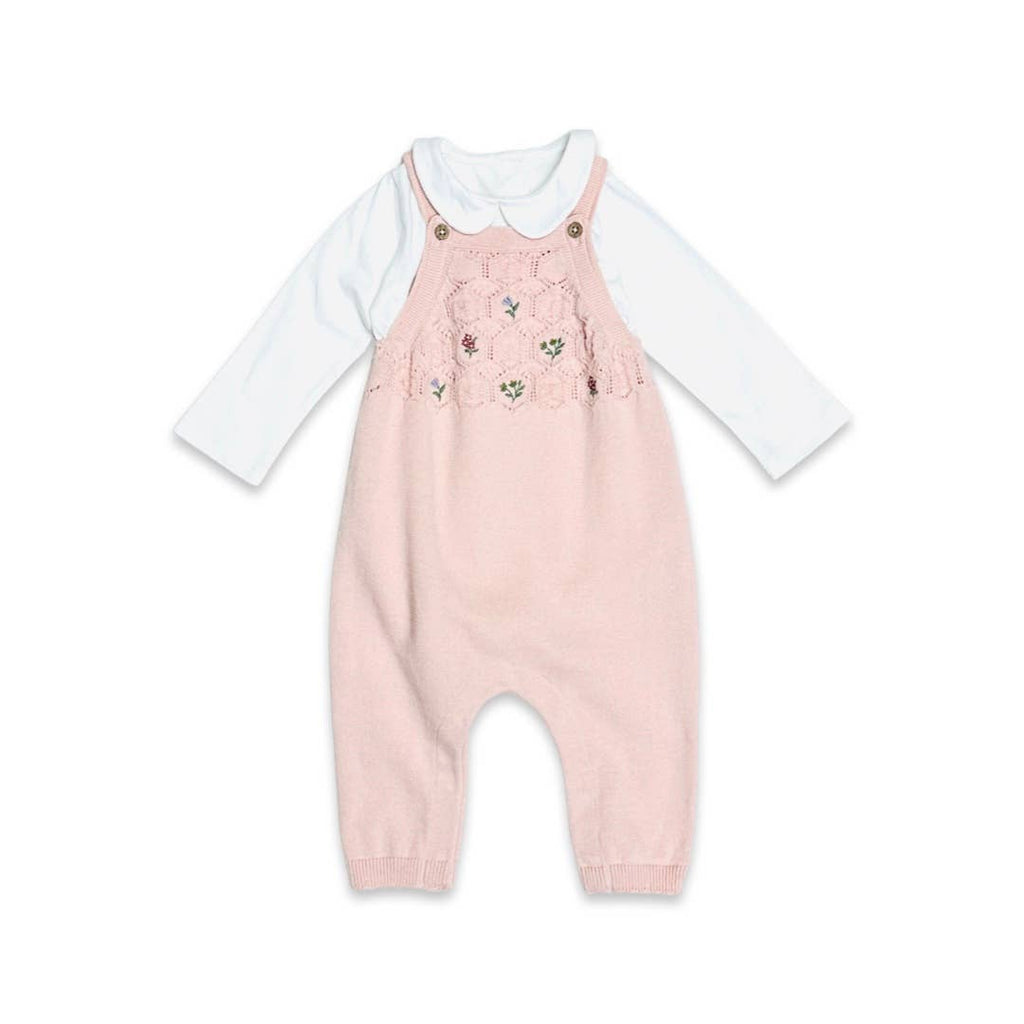 Floral Pointelle Knit Organic Cotton Baby Overall Set