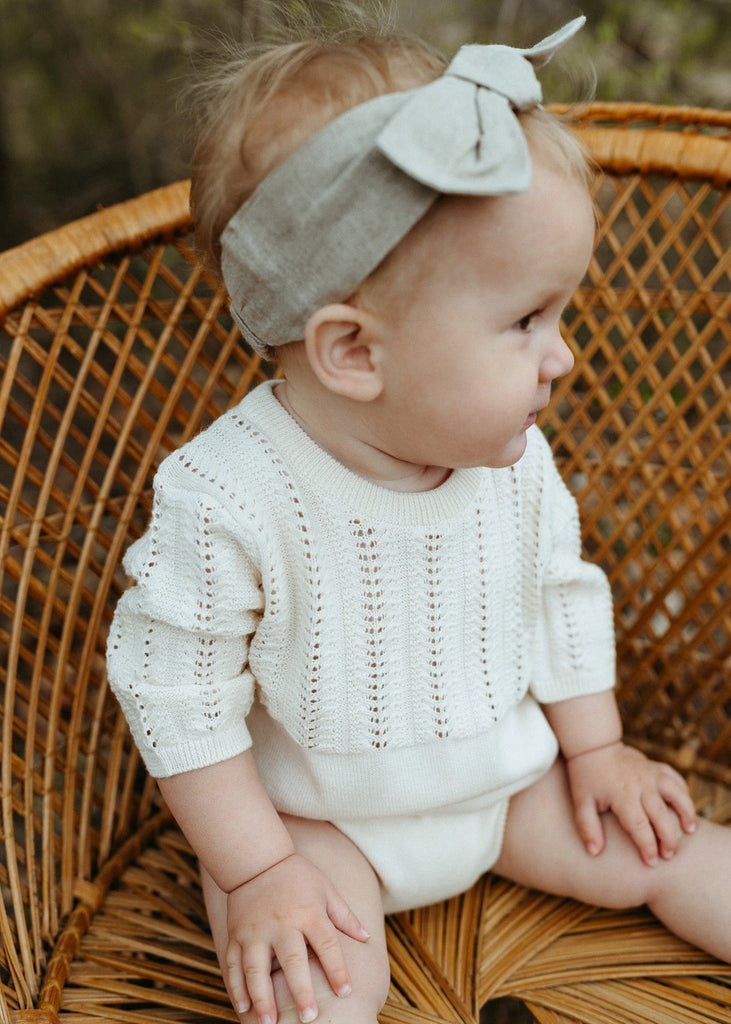 Pointelle Knit Organic Cotton Baby Bodysuit Romper