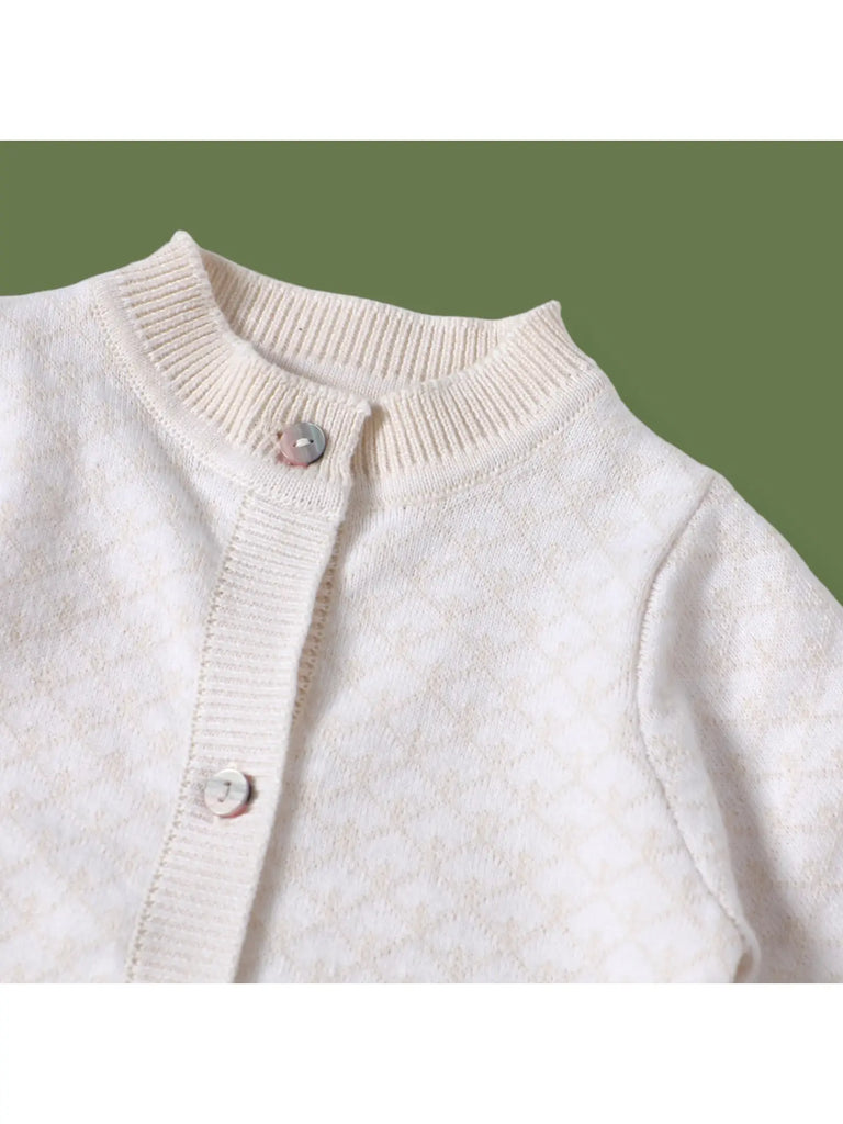 Organic Cotton Jacquard Baby Jumpsuit Gift Set - Dove White