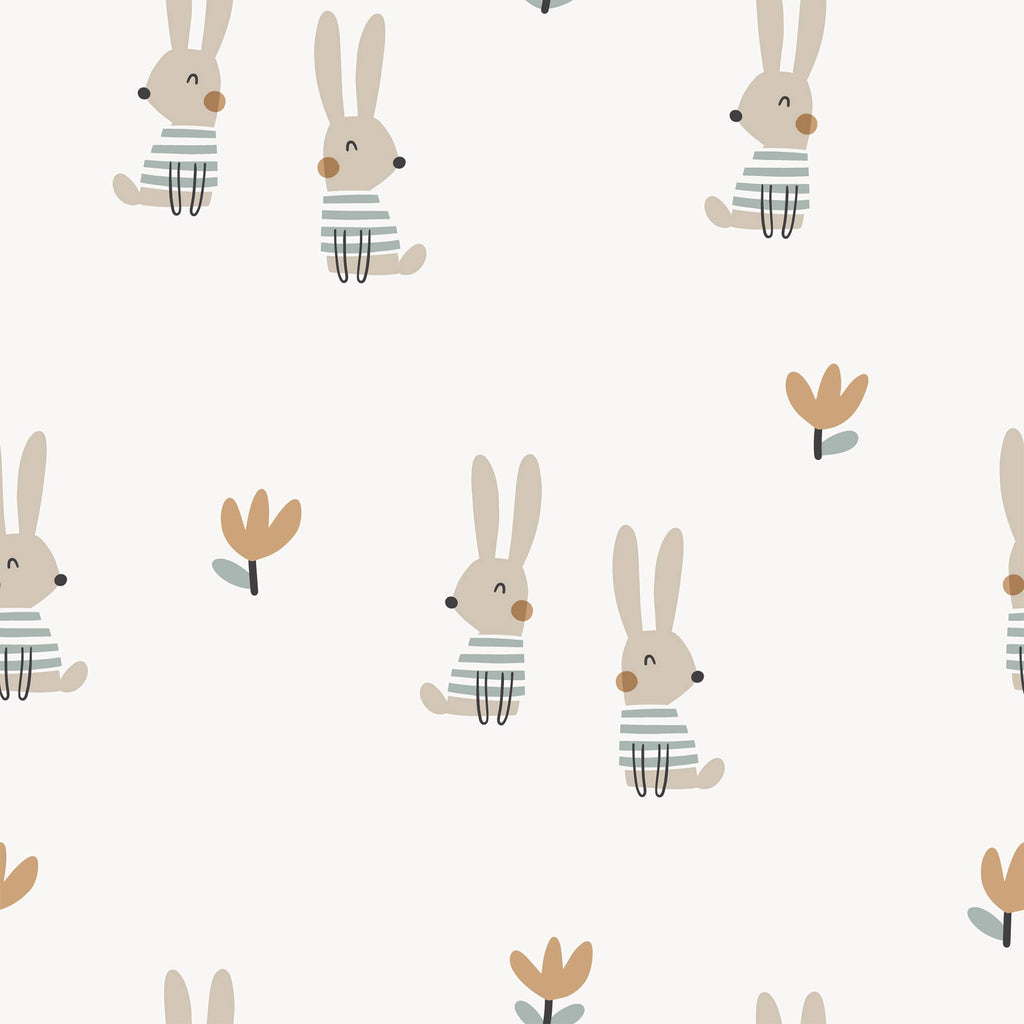 Bunny Ruffle & Button Flare Organic Cotton Baby Dress w/ Bloomer