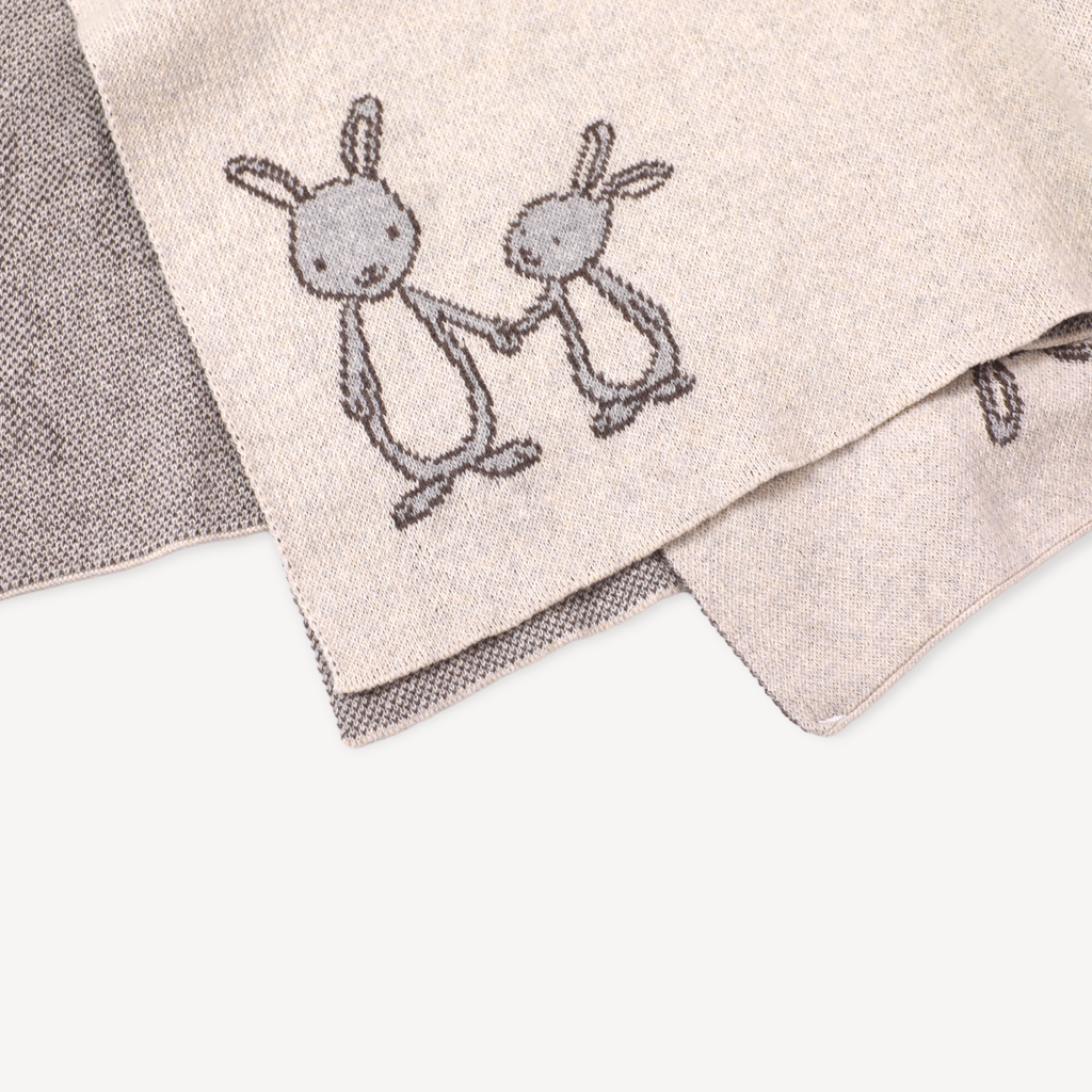 Bunny - Organic Cotton Jacquard Sweater Knit Baby Blanket
