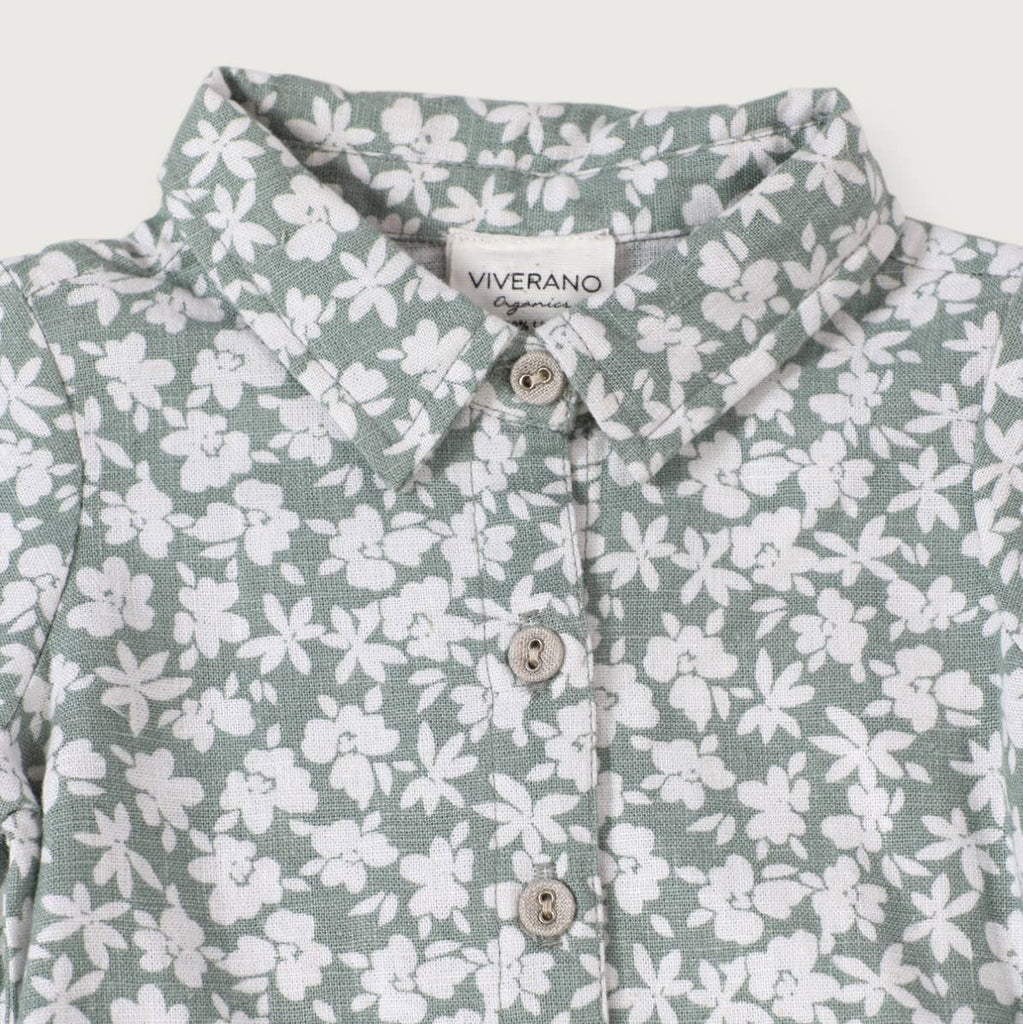 Gabriel Floral Natural Linen Baby Shirt & Short Set