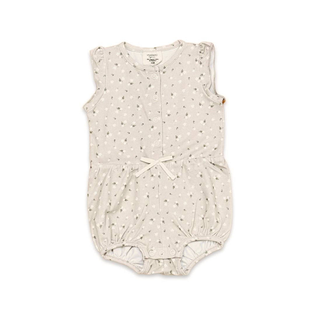 Ditsy Floral Ruffle Organic Cotton Playsuit Short Romper