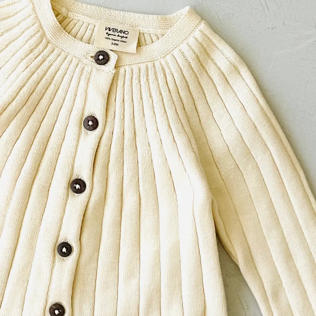 Organic Cotton Rib Knit Baby Cardigan Sweater
