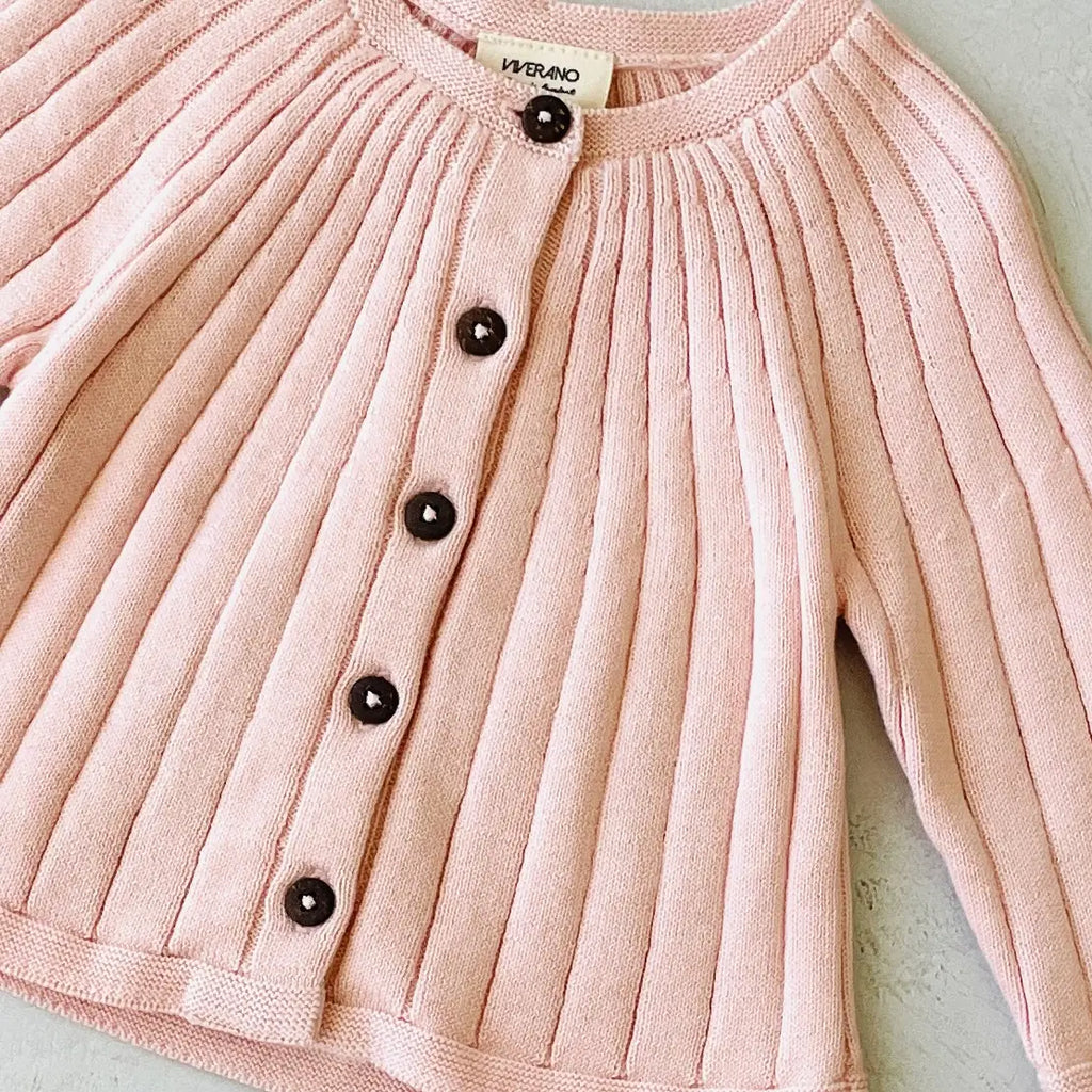 Rib Knit Baby Organic Cotton Cardigan Sweater