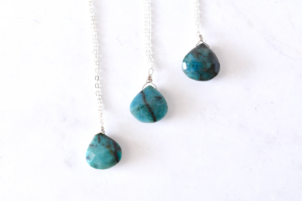 Chrysocolla Necklace on 18" Sterling Silver Chain