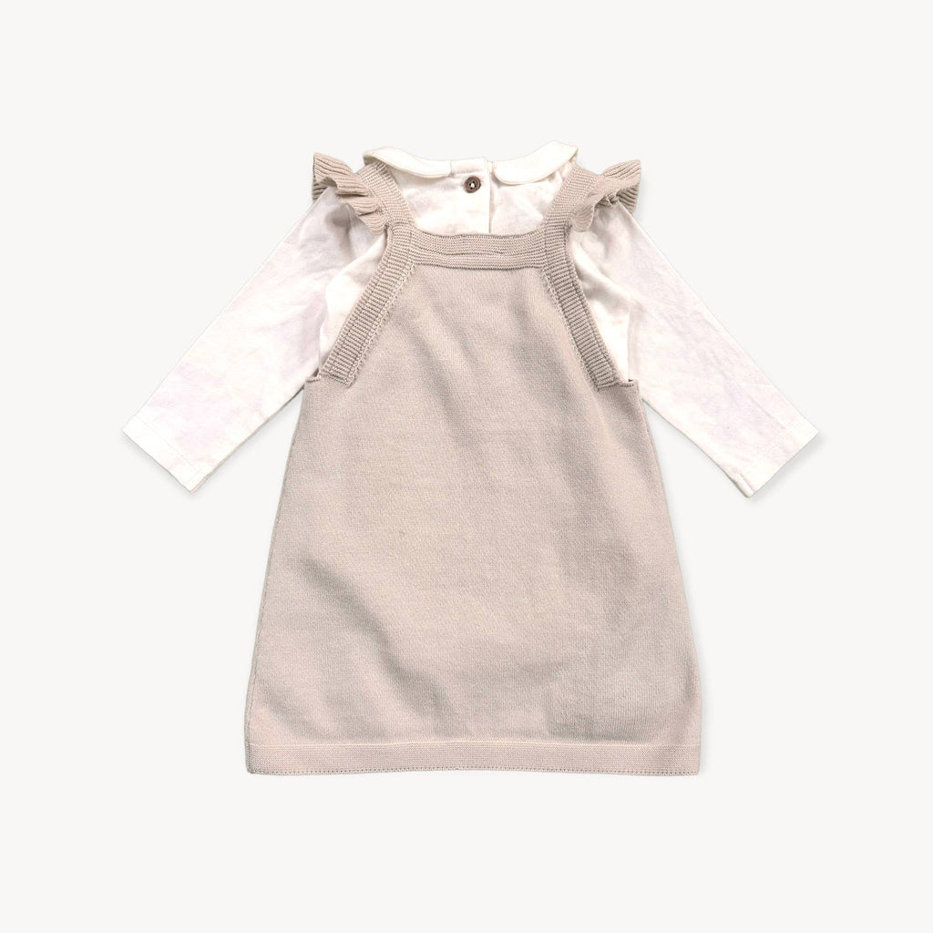 Floral Embroidered Organic Cotton Baby Knit Dress Set