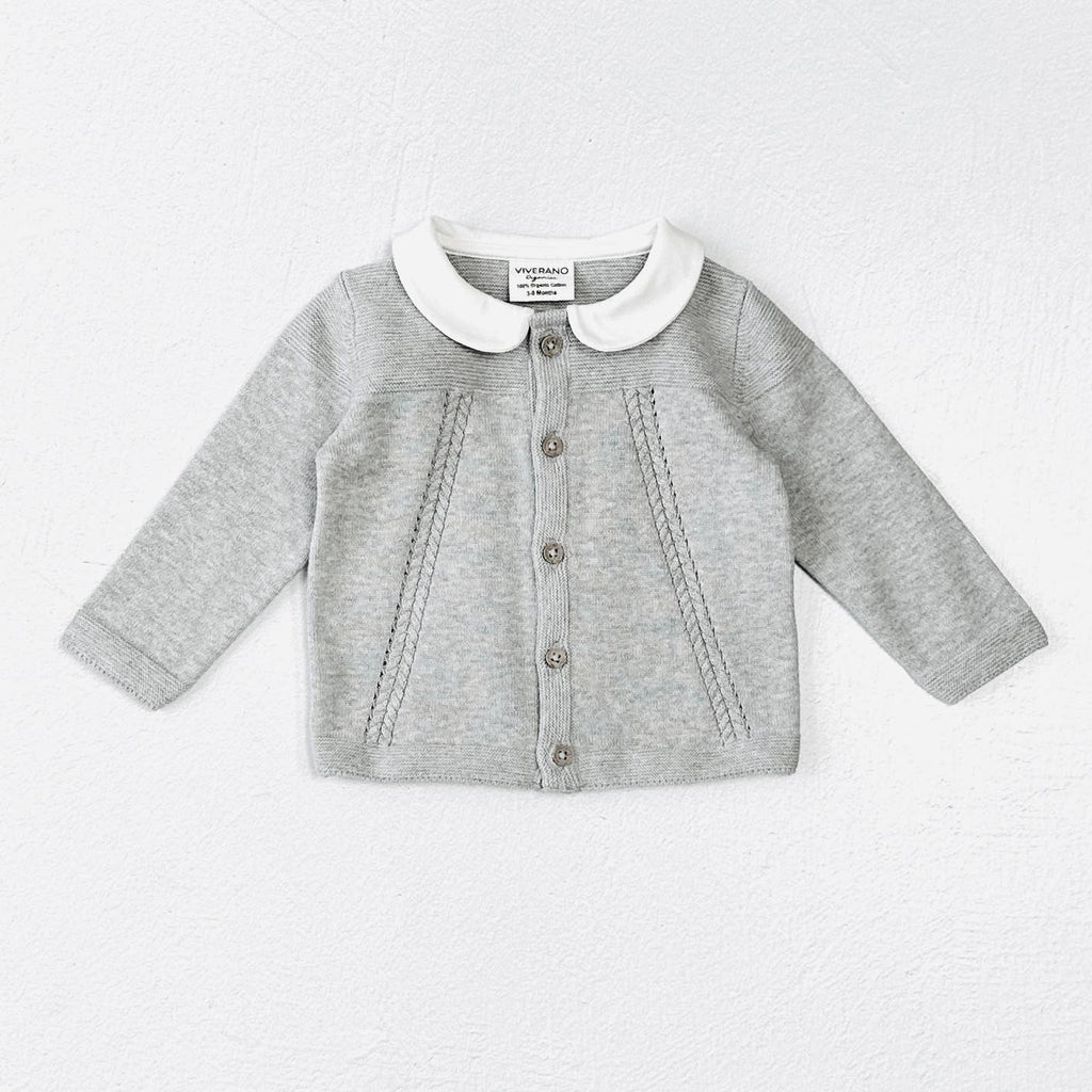 Peter Pan Cable Knit Organic Cotton Baby Cardigan Sweater