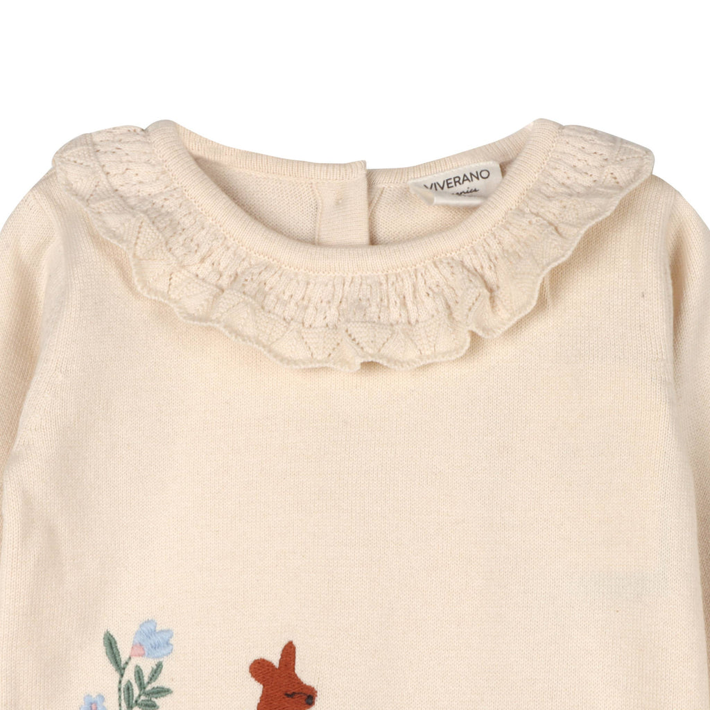 Woodland Embroidered Sweater Knit Baby Pullover & Pants.
