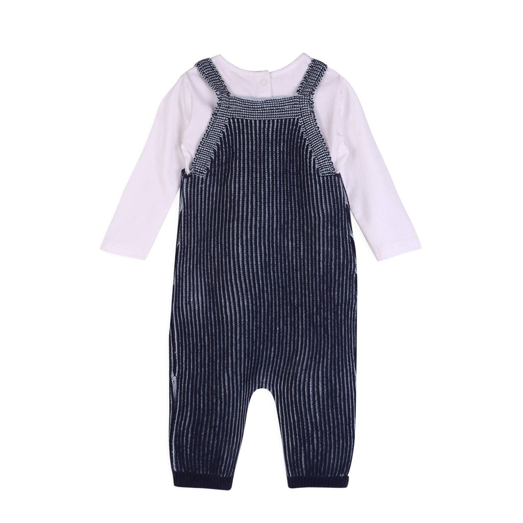 Denim Blue Rib Knit Baby Overall Set