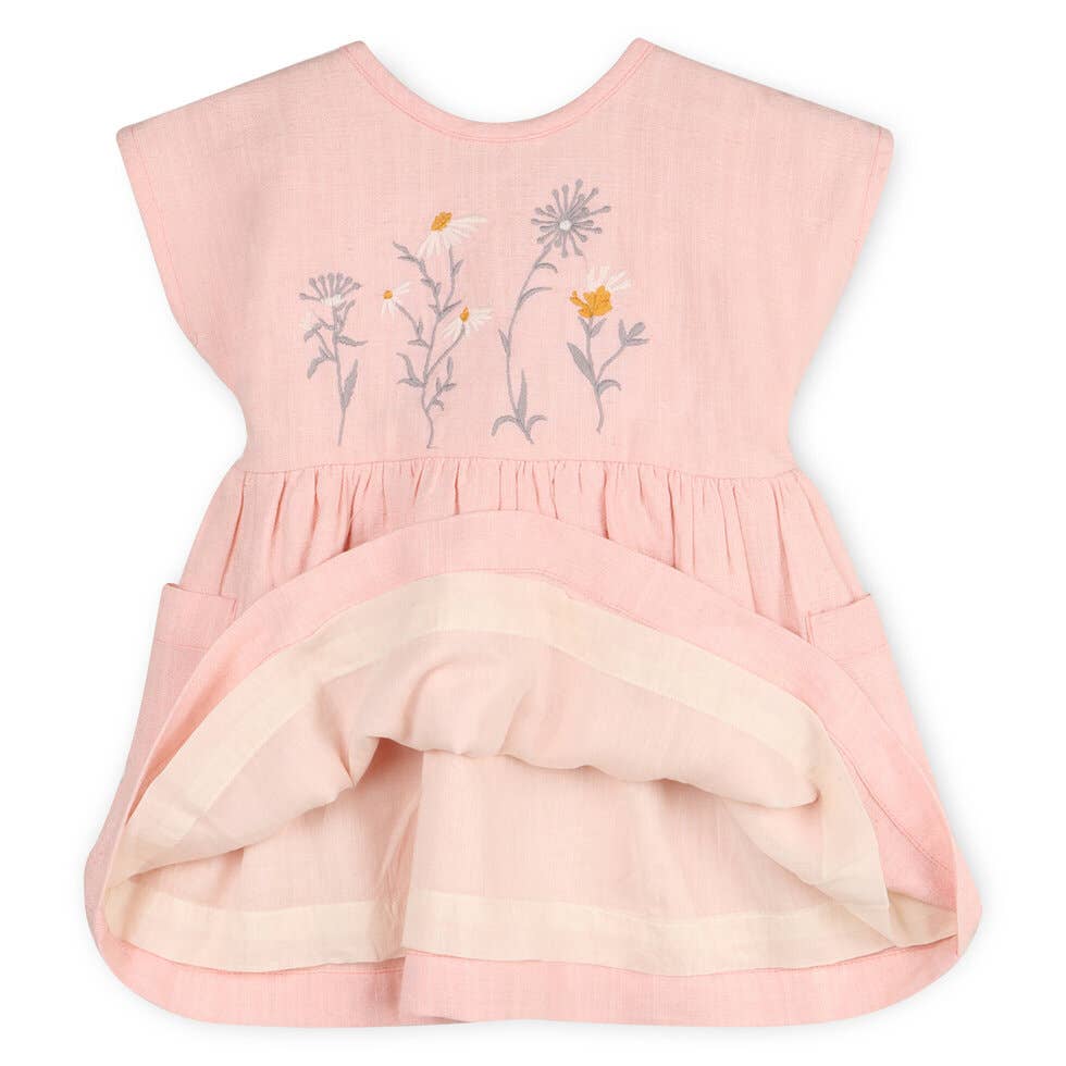 Alicia Embroidered Daisy Baby Dress with Bloomer