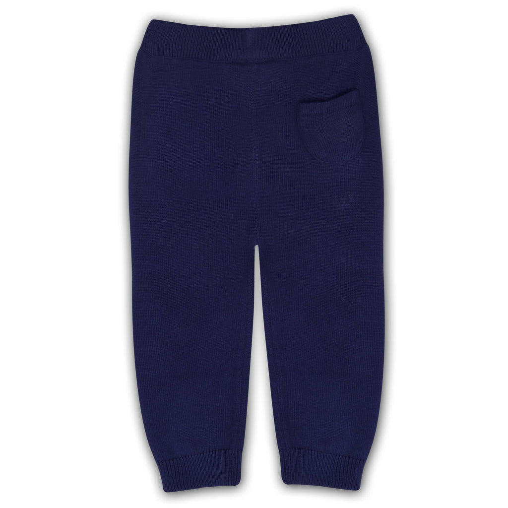Sweater Knit Organic Cotton Pants - Navy Blue