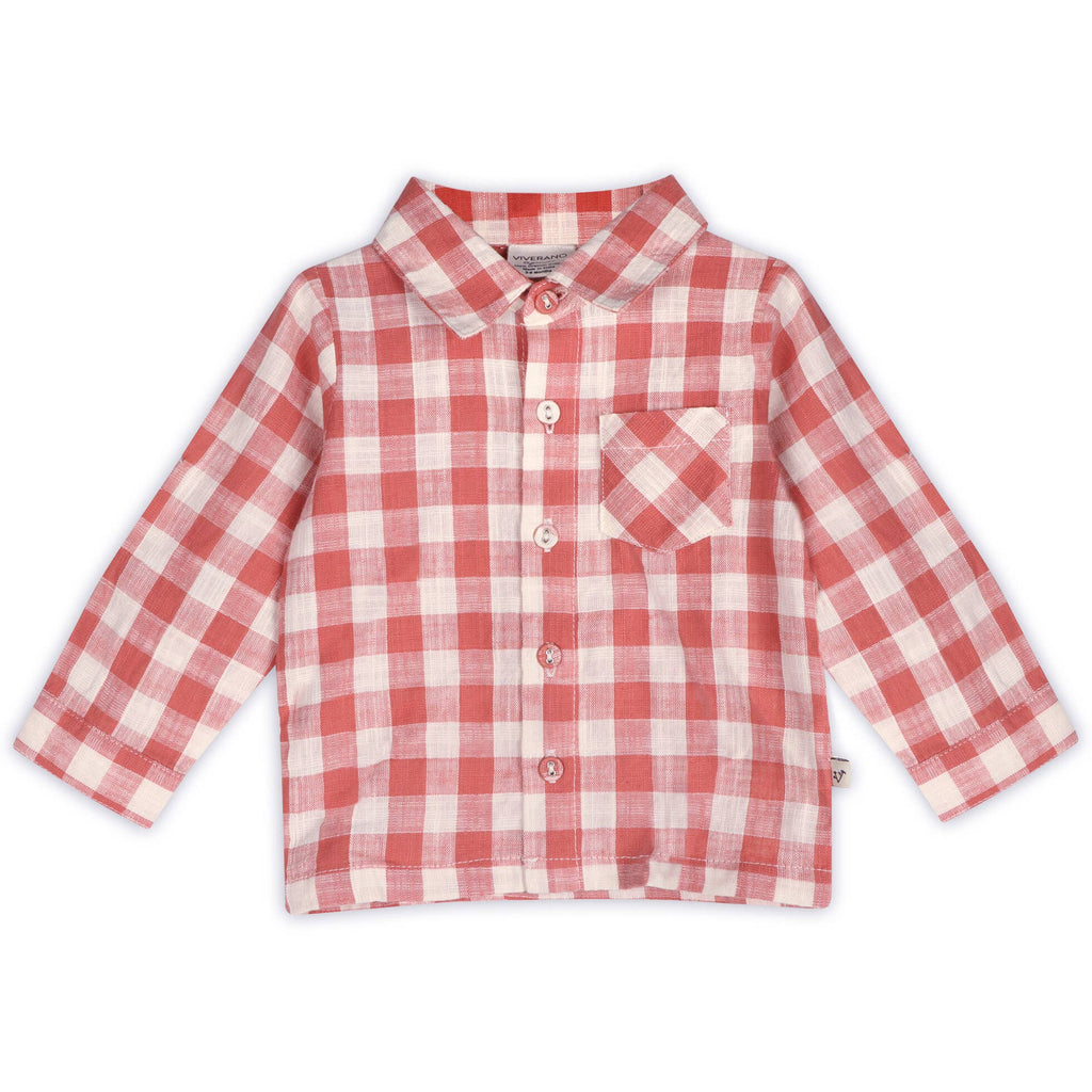 Arden Gingham Organic Cotton Baby Shirt & Corduroy Pant Set