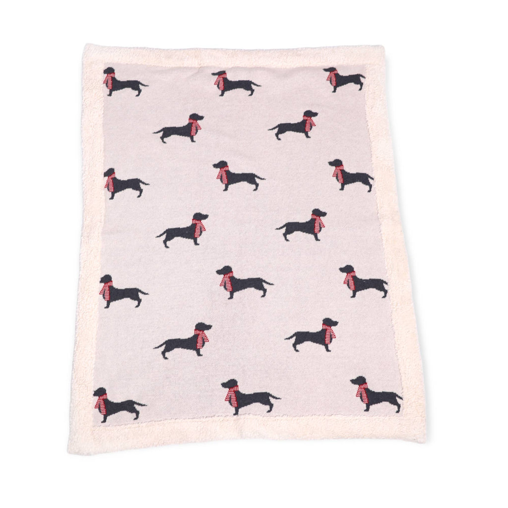 Cozy Sherpa Knit Baby Blanket - dachshund dog (organic): London Dog Red