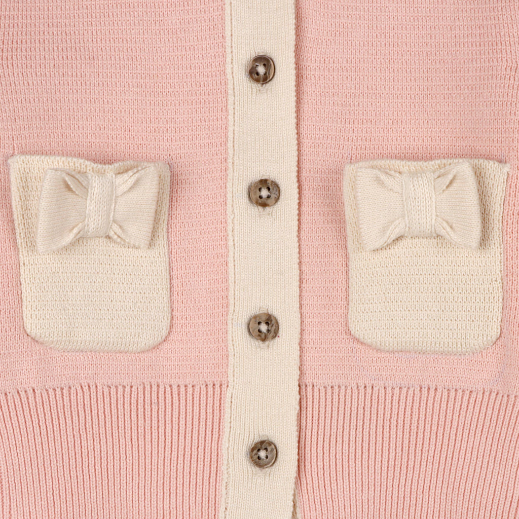 Lily Bow Pockets Sweater Knit Organic Cotton Baby Cardigan