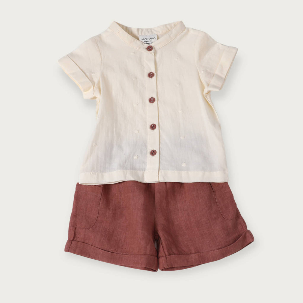Laurence Mandarin Collar Shirt + Short Set