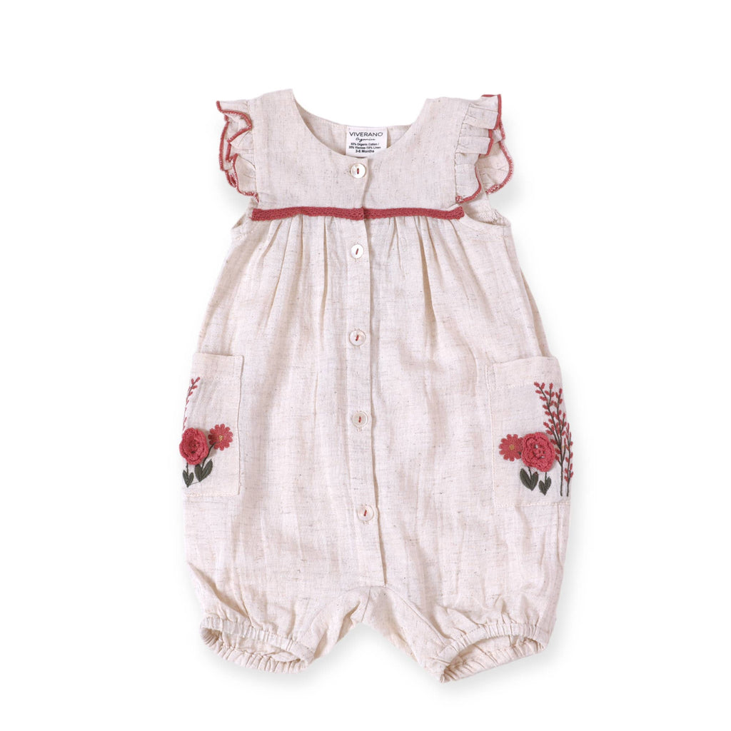 Victoria Embroidered Floral Baby Romper