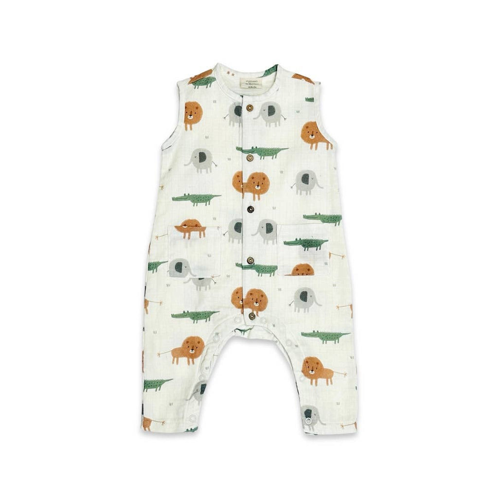 Savannah Sleeveless Button Organic Cotton Jumpsuit