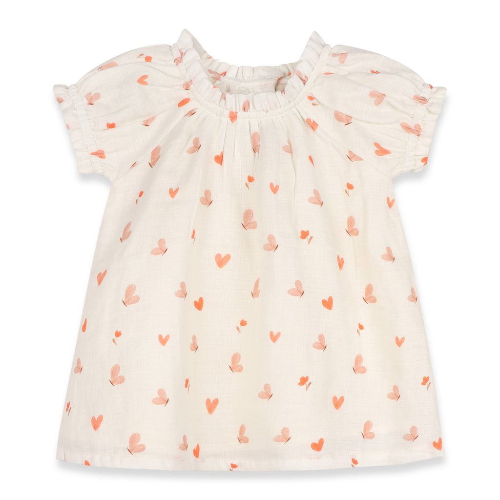 Butterfly Love Puff Sleeve Organic Cotton Dress with Bloomer