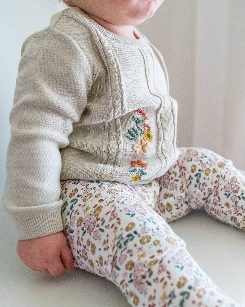 Floral Organic Cotton Jersey Knit Leggings