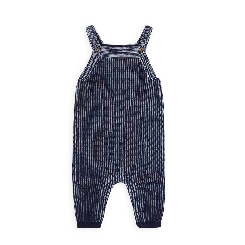 Denim Blue Rib Knit Baby Overall Set