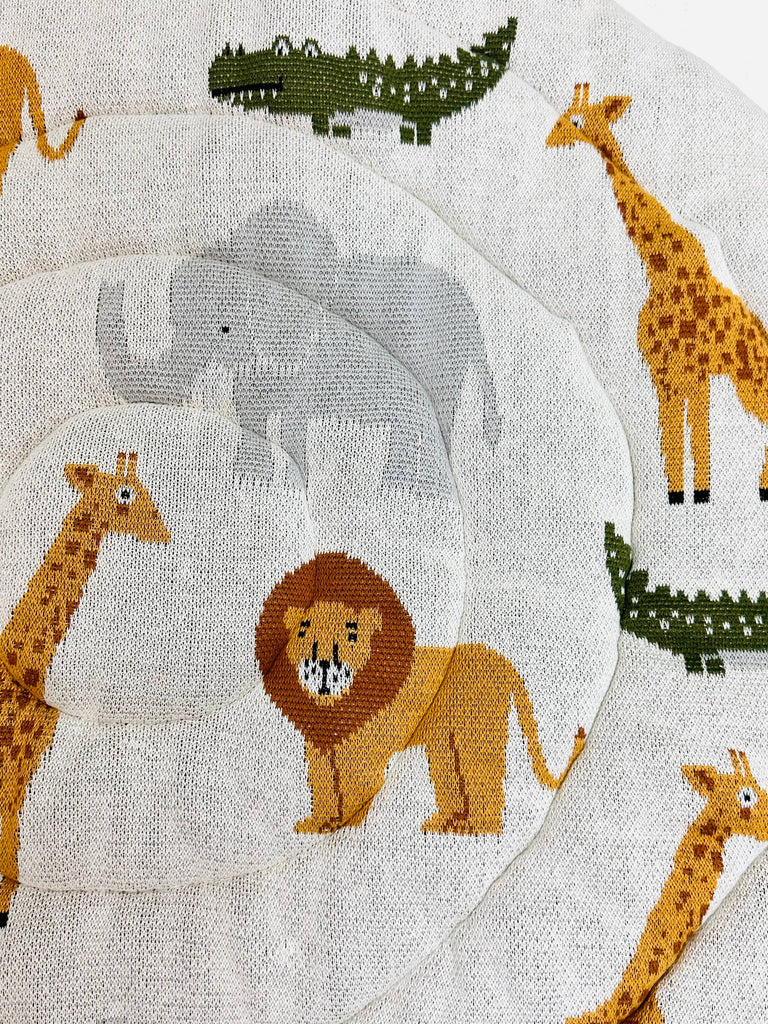 Safari Friends Organic Cotton Knit Baby Padded Round Playmat