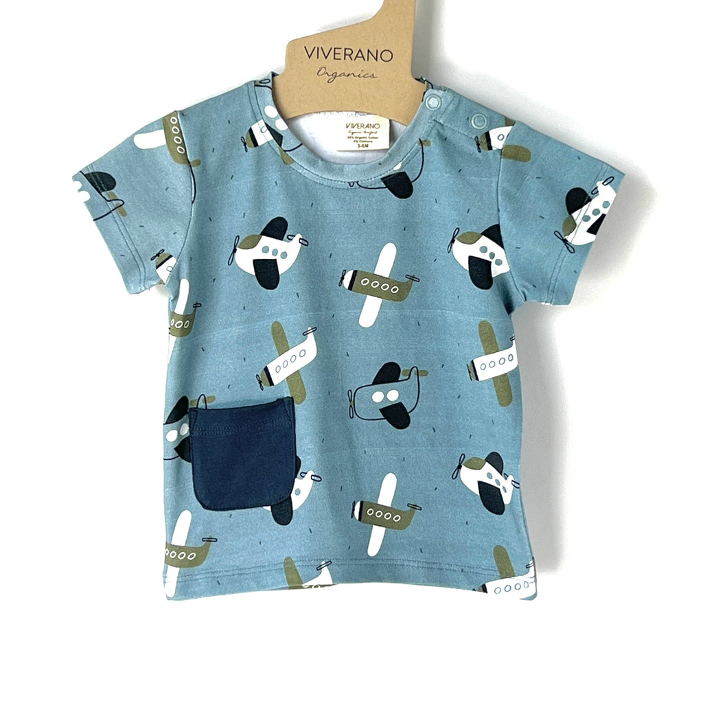 Airplanes Organic Cotton Baby Pocket Tee & Short Set