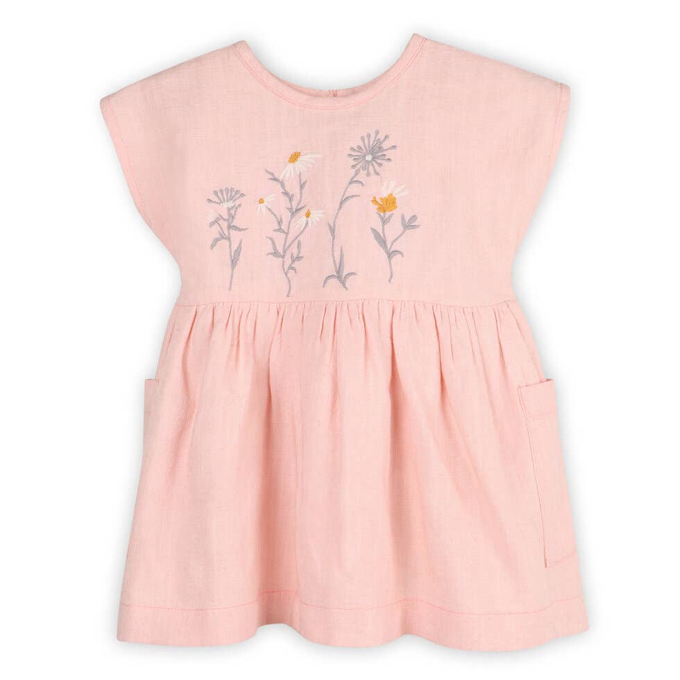 Alicia Embroidered Daisy Baby Dress with Bloomer