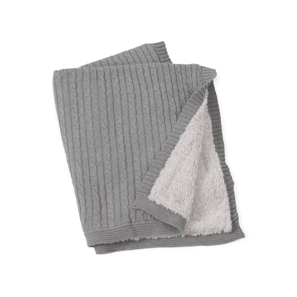Cozy Sherpa Cable Knit Baby Blanket (Organic Cotton)