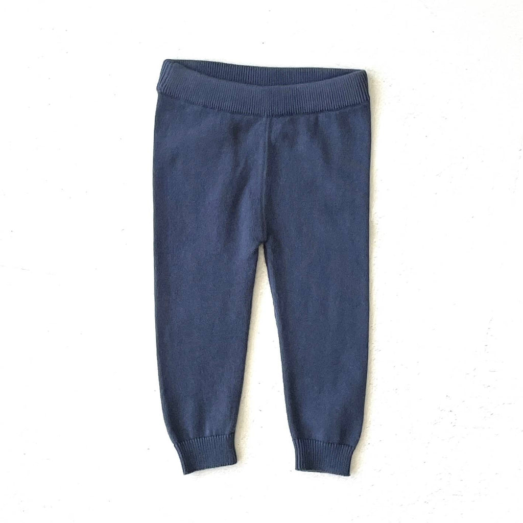 Sweater Knit Organic Cotton Pants - Dusty Blue