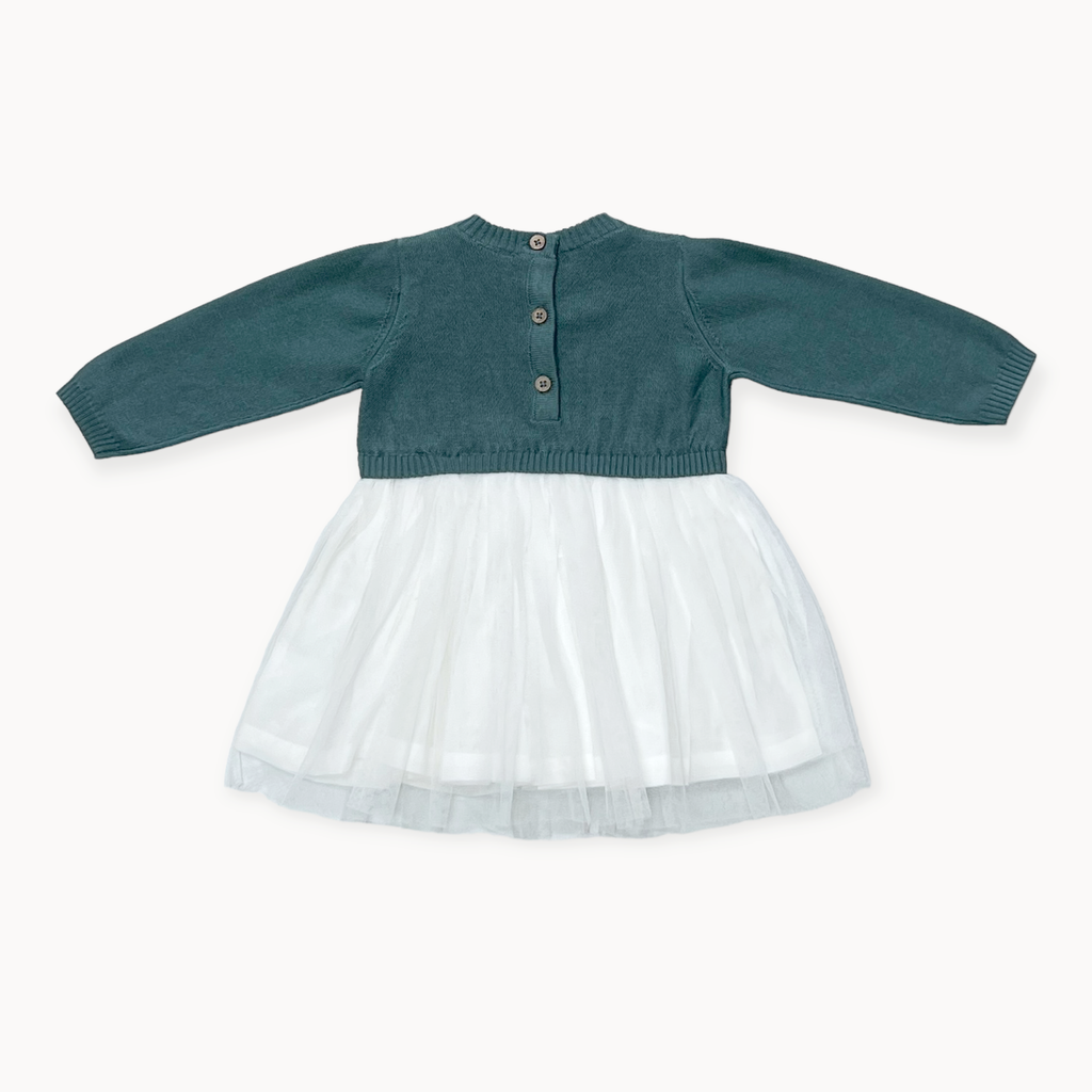 Cable Floral Organic Cotton Sweater Knit Top & Tutu Baby Dress