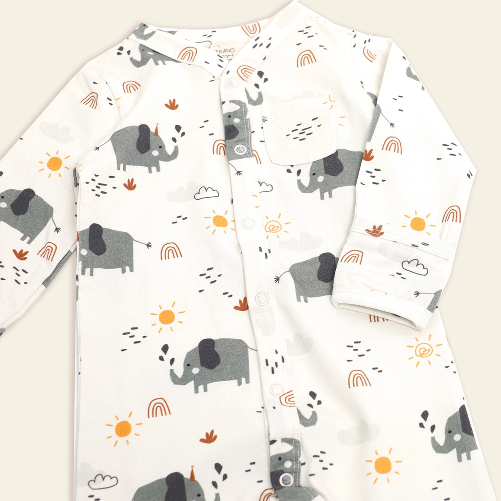 Elephant Organic Cotton Jumpsuit - Natural