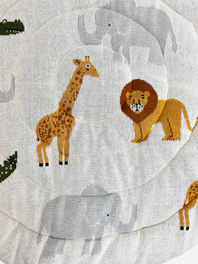 Safari Friends Organic Cotton Knit Baby Padded Round Playmat