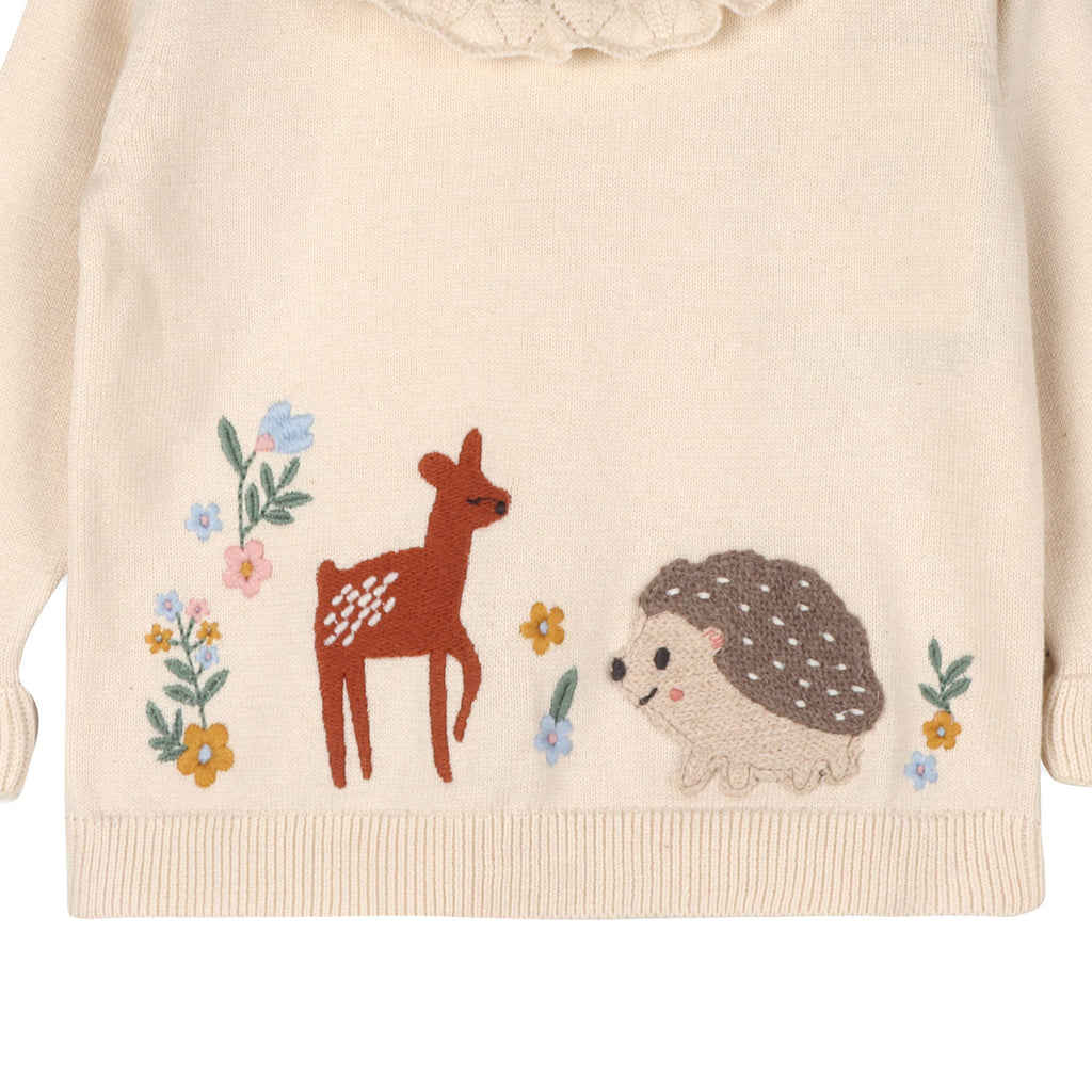 Woodland Embroidered Sweater Knit Baby Pullover & Pants.