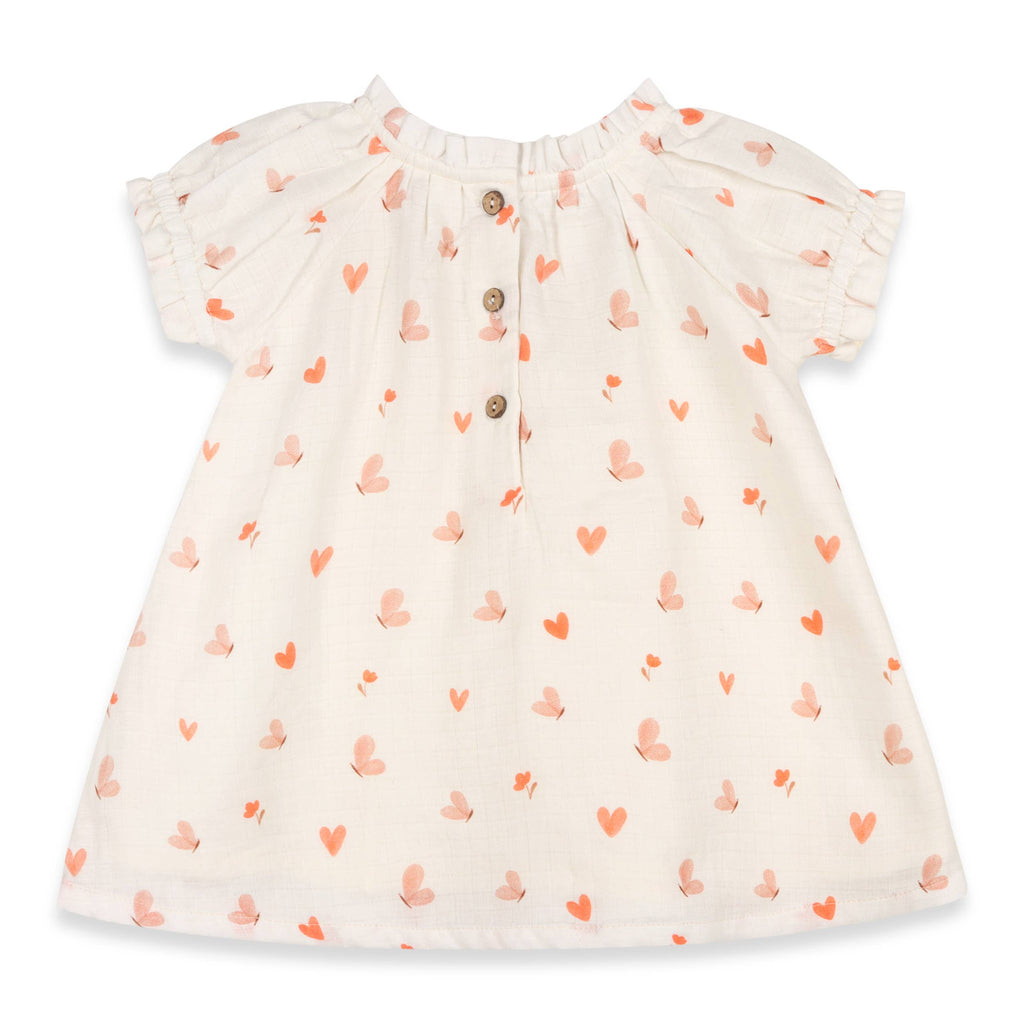 Butterfly Love Puff Sleeve Organic Cotton Dress with Bloomer