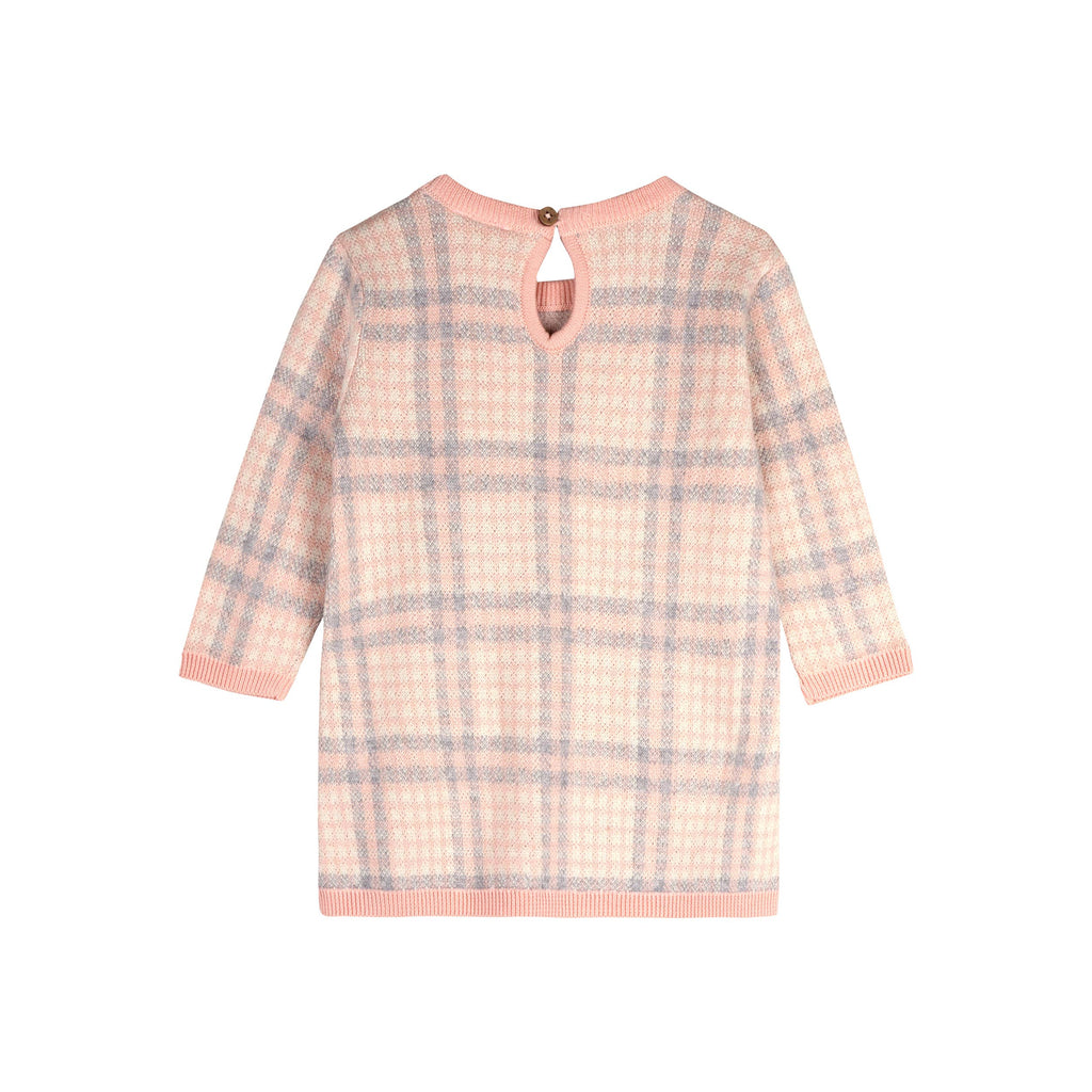 Sophie Checkered Organic Cotton Sweater Knit Baby Dress