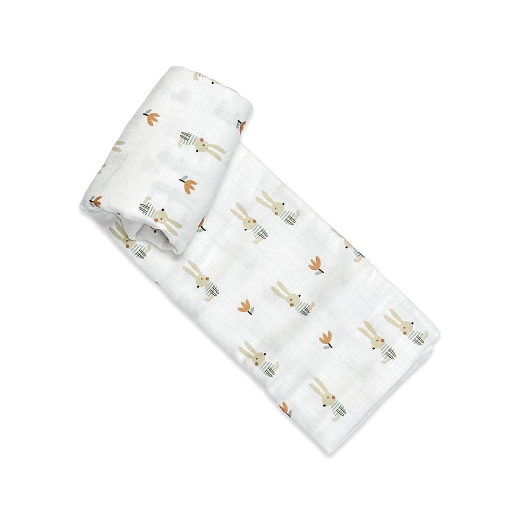 Bunny Organic Cotton Muslin Swaddle Baby Blanket
