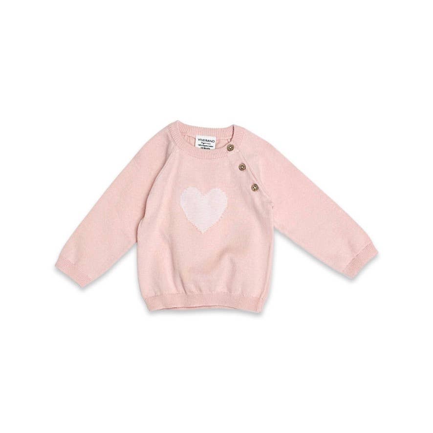 Hearts Jacquard Sweater Knit Organic Cotton Baby Pullover