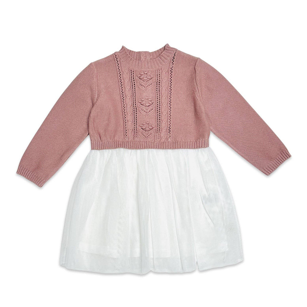 Cable Floral Organic Cotton Sweater Knit Top & Tutu Baby Dress