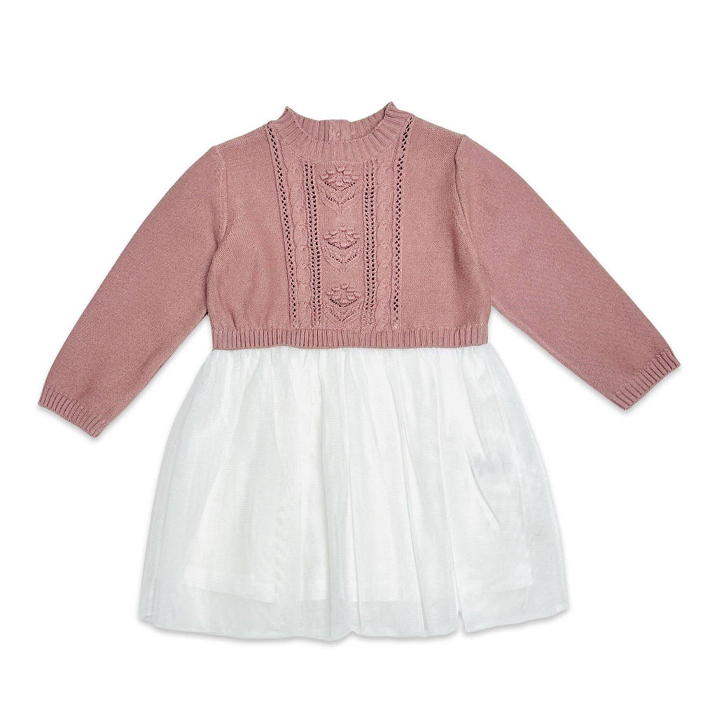 Cable Floral Sweater Knit Top & Tutu Baby Dress (Organic)