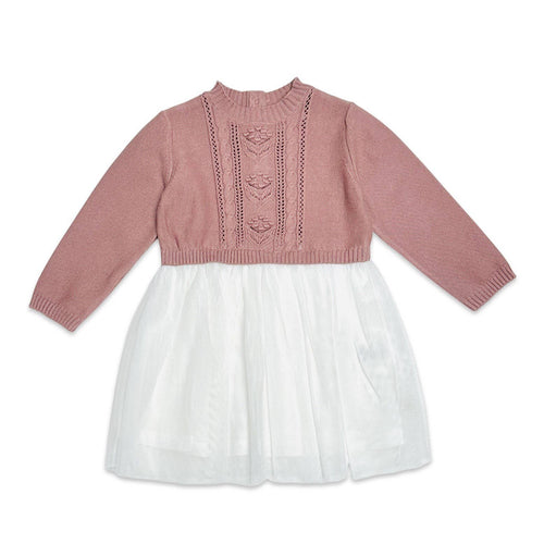 Cable Floral Organic Cotton Sweater Knit Top & Tutu Dress