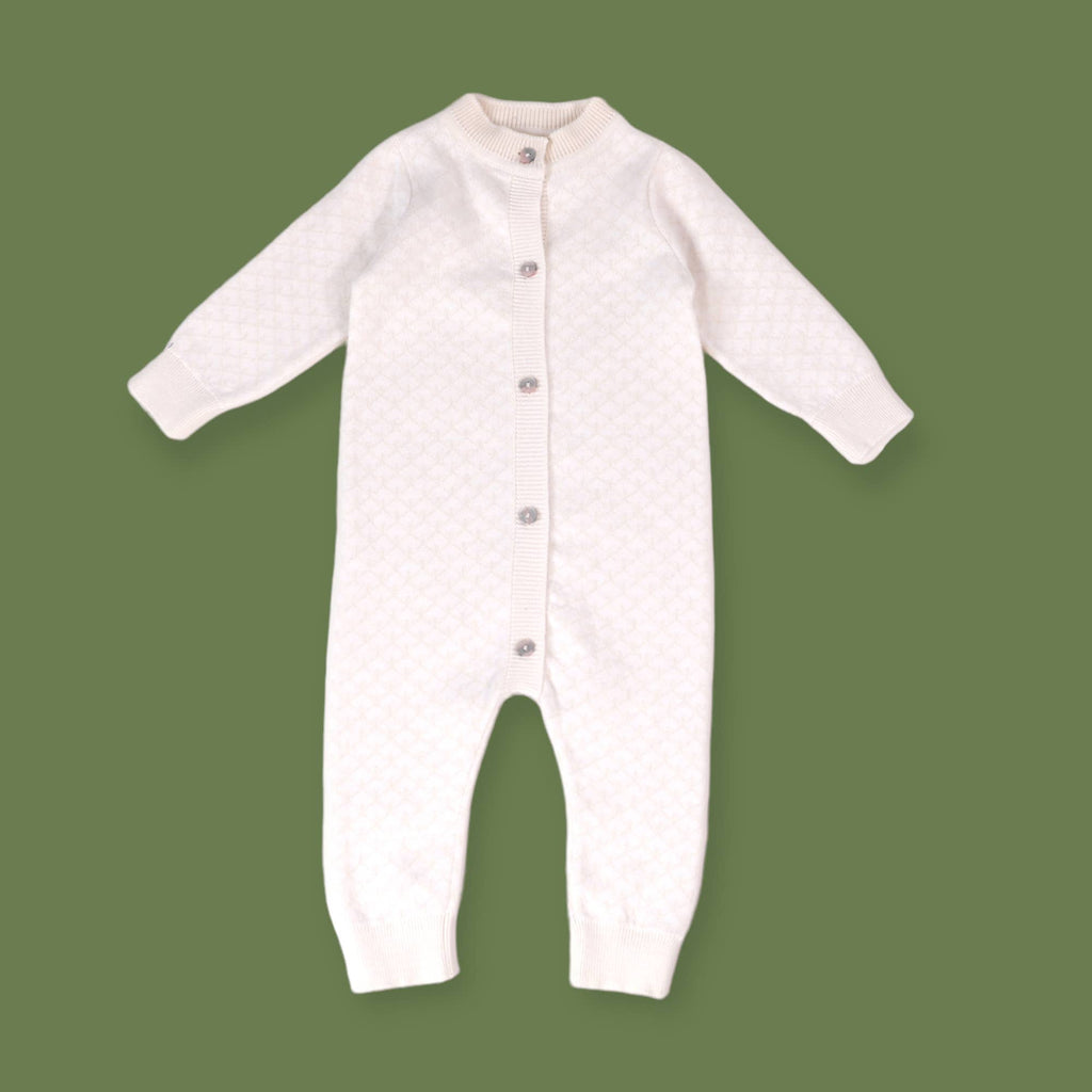 Dove White Lux Jacquard Baby Jumpsuit Gift Set