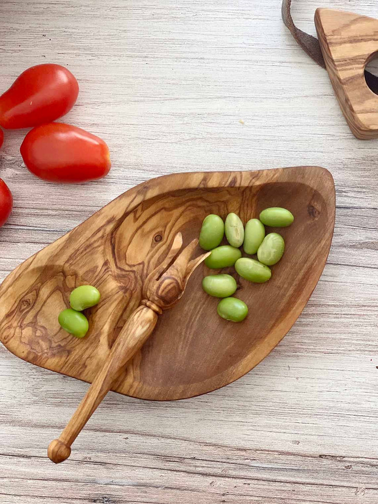 Olive Wood Oval Dish with Olive Pick