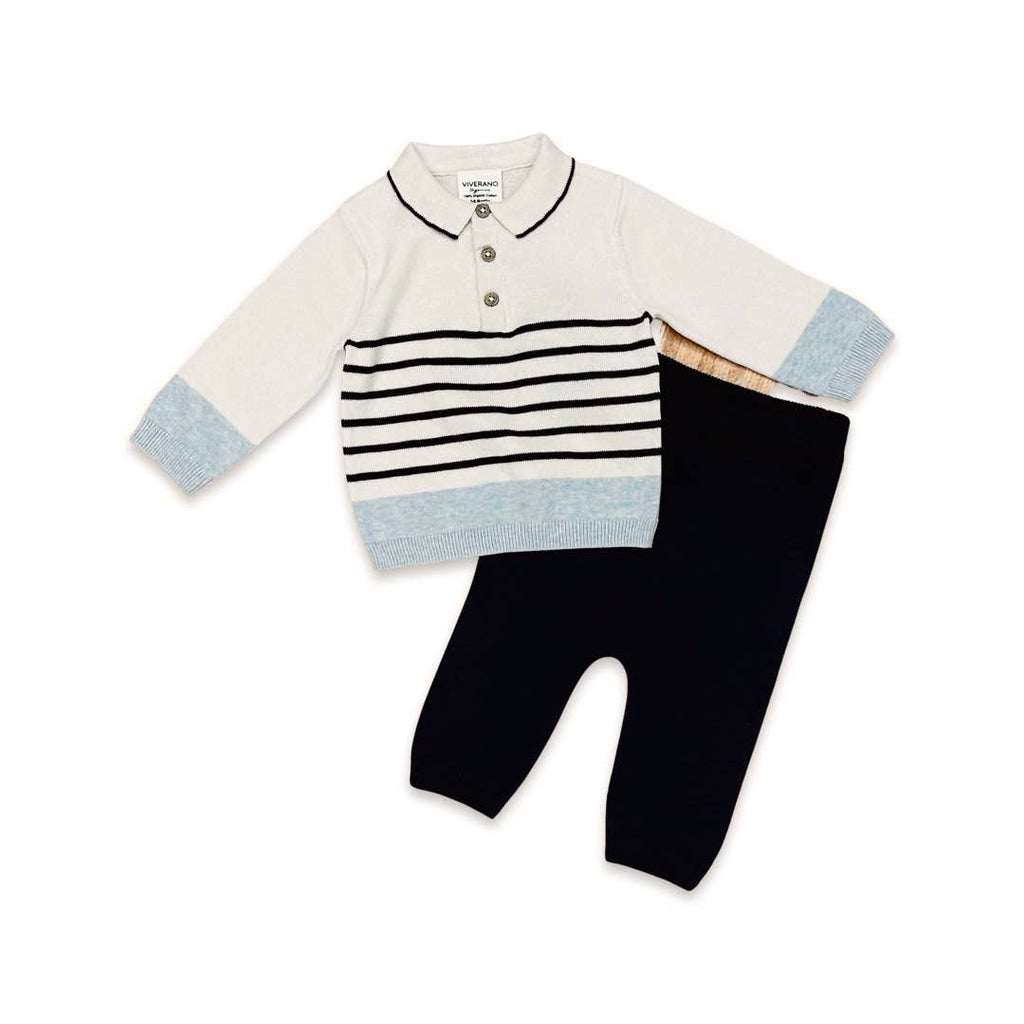 Stripe Sweater Knit Organic Cotton Baby Pullover & Pant Set