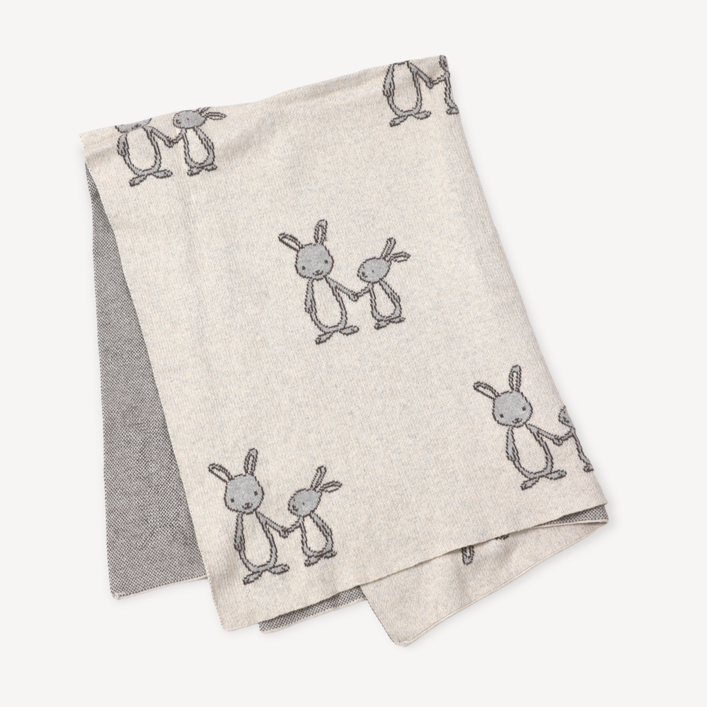 Bunny - Organic Cotton Jacquard Sweater Knit Baby Blanket