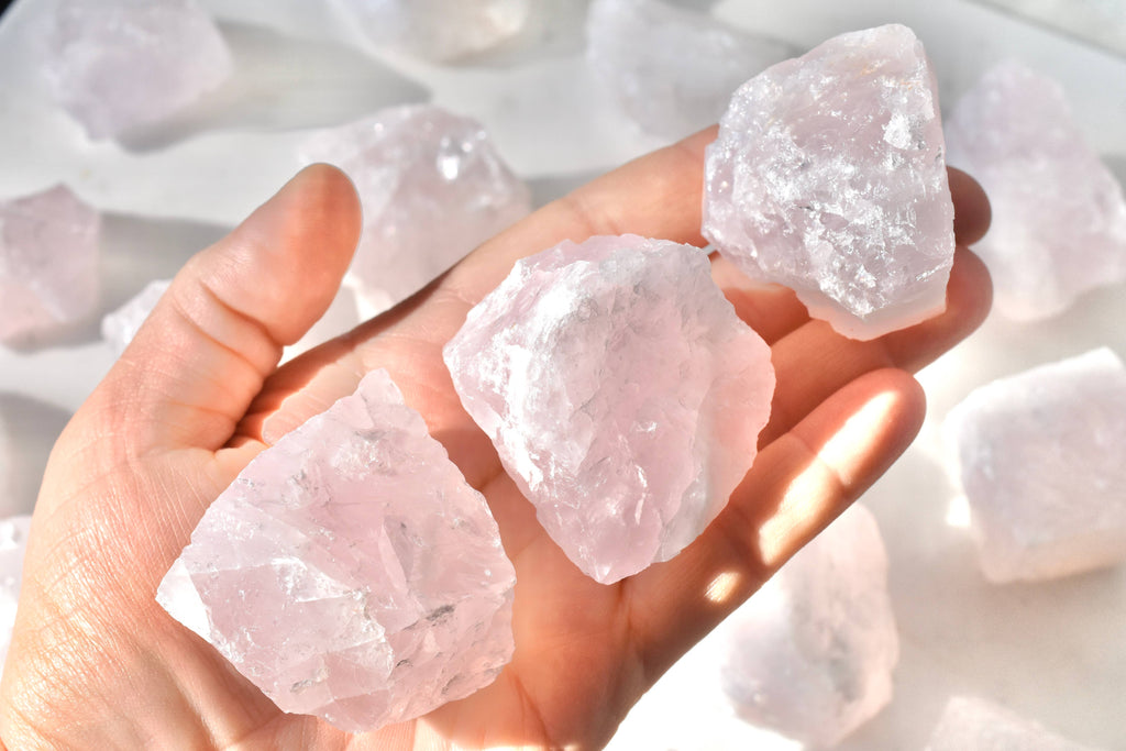 Raw Rose Quartz Crystals - Natural Pink Stones