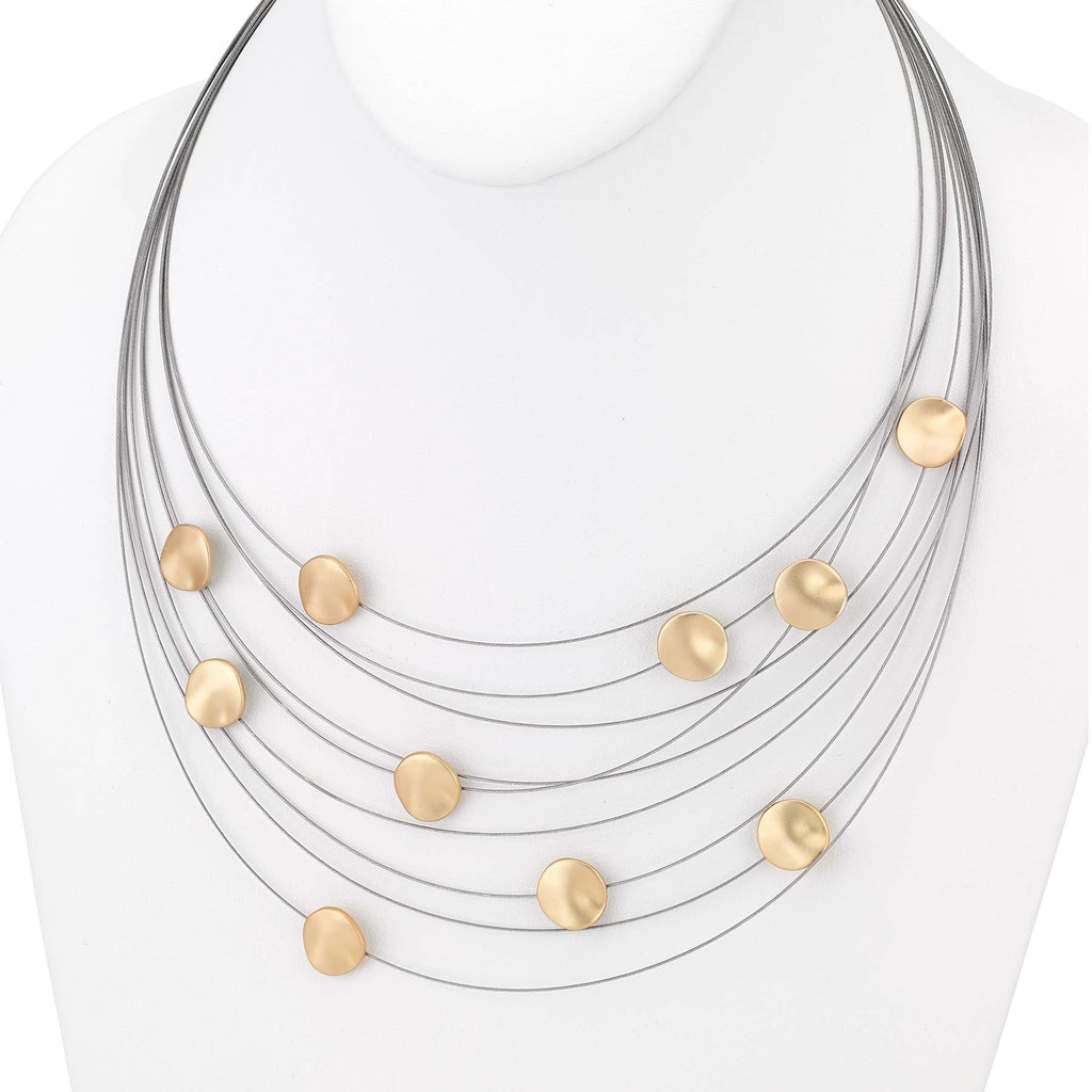 Hammered Disc Necklace - Gold