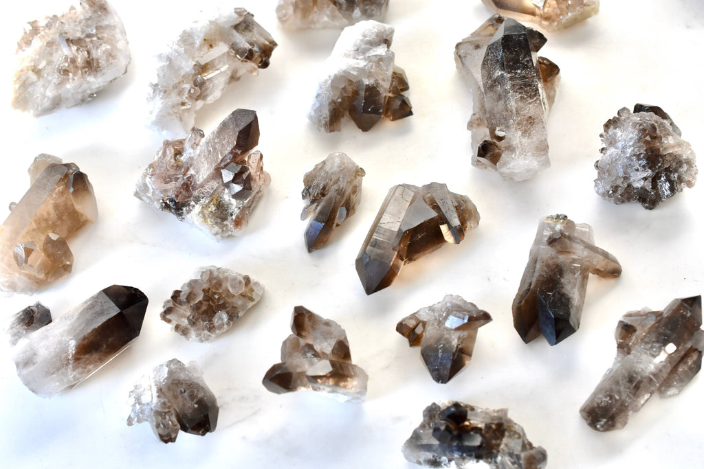 Smoky Quartz Crystal Clusters - Natural Brazilian Minerals